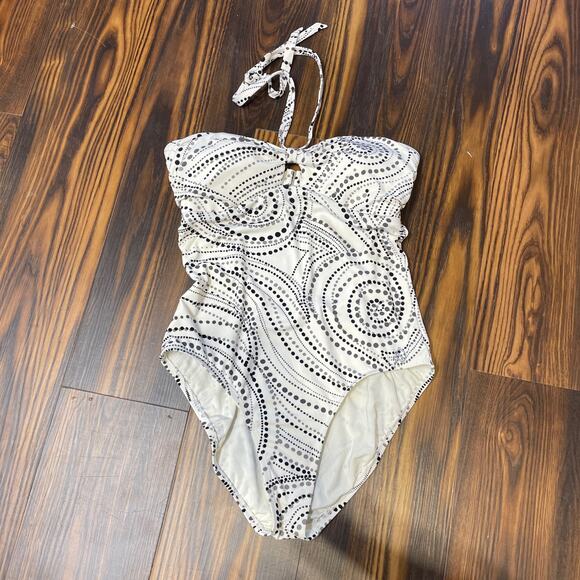 Jantzen Halter Style One Piece Swimsuit w/Geometric Circles Keyhole Back - Picture 1 of 11